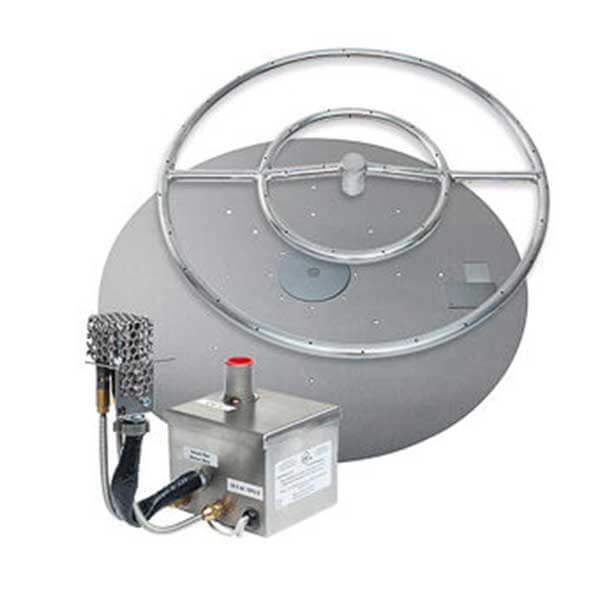The 48-inch round fire pit burner kit by Fire by Design with the All Weather Electronic Ignition System
